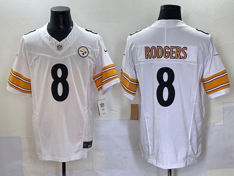 Men 2025 Pittsburgh Steelers #8 Rodgers White Three generations Nike Limited NFL Jersey style 1->pittsburgh steelers->NFL Jersey